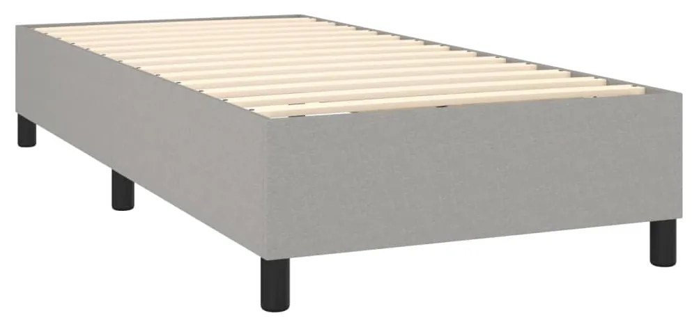 Cama box spring c/ colchão e LED 90x190 cm tecido cinza-claro