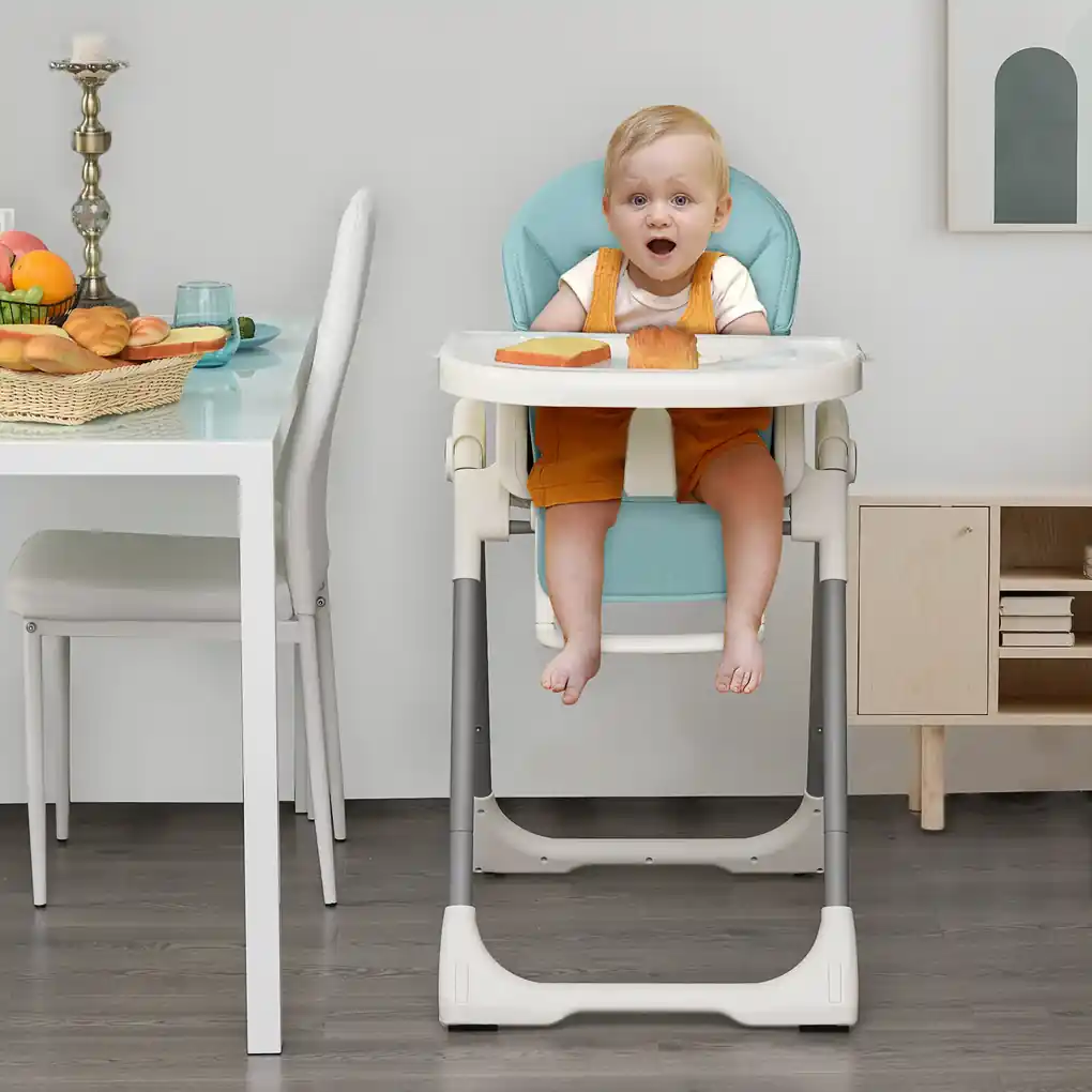 HOMCOM Cadeira de refeição ajustável e dobrável para bebê acima de