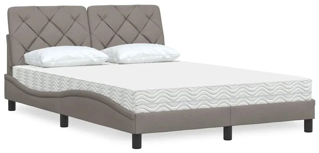 Cama com colchão 140x200 cm tecido castanho-acinzentado