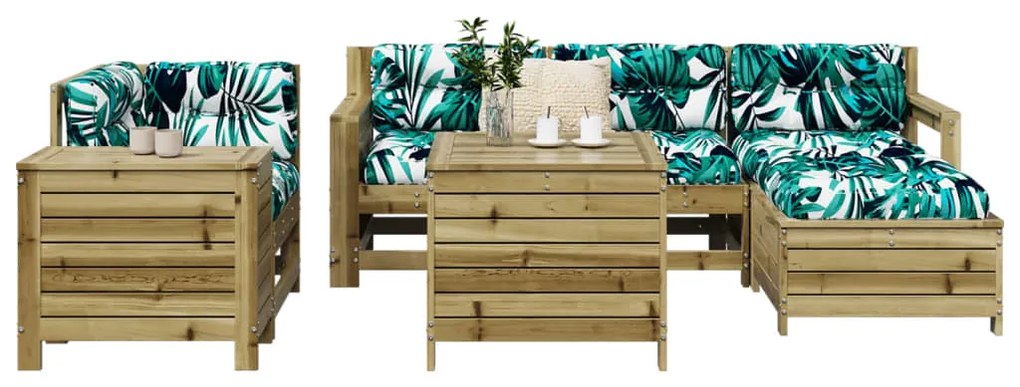 7 pcs conjunto sofás jardim madeira de pinho impregnada