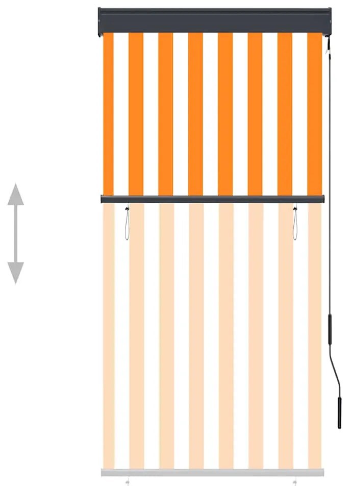 Estore de rolo para exterior 80x250 cm branco e laranja