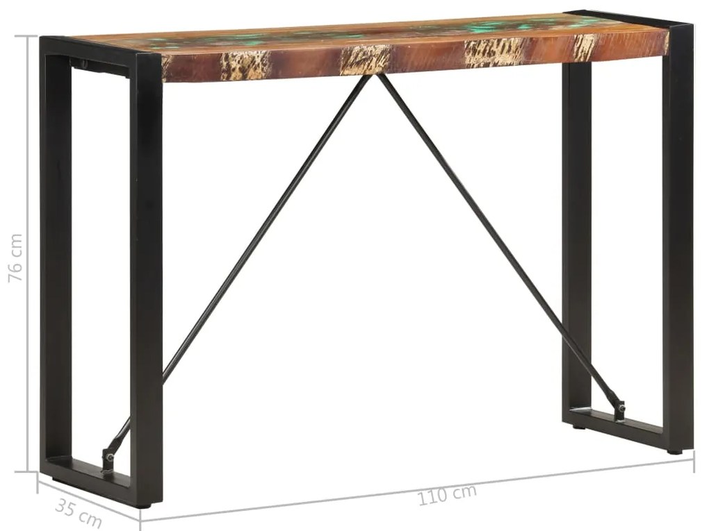 Mesa consola 110x35x76 cm madeira recuperada maciça