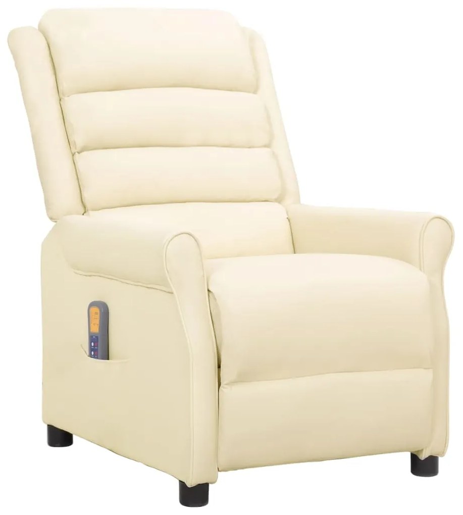 vidaXL Cadeira de massagens couro artificial cor creme