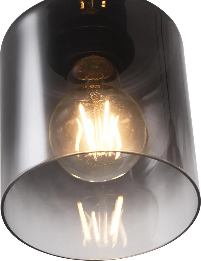Candeeiro Pendente Moderno Preto com Vidro Fumê 4 Luzes - Dame