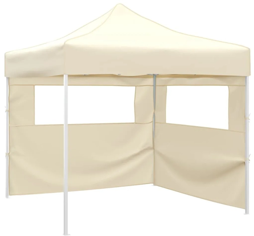 Tenda dobrável com 2 paredes 3x3 m creme