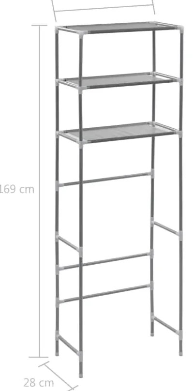 Estante de 3 prateleiras p/ casa de banho 53x28x169 cm prateado