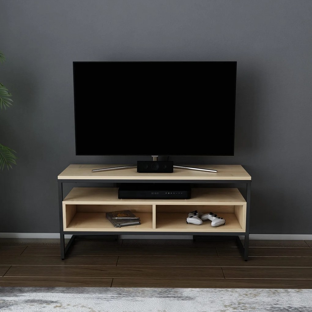 TV Stand Merrion – Preto Carvalho – 110 cm x 35 cm x 49,9 cm
