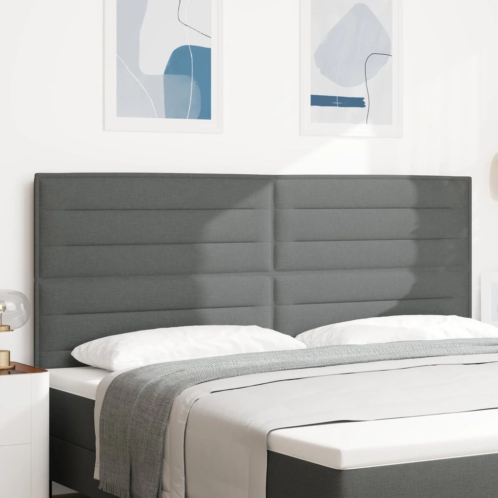Cabeceira Design Linhas Cinza Escuro 200 cm Tecido