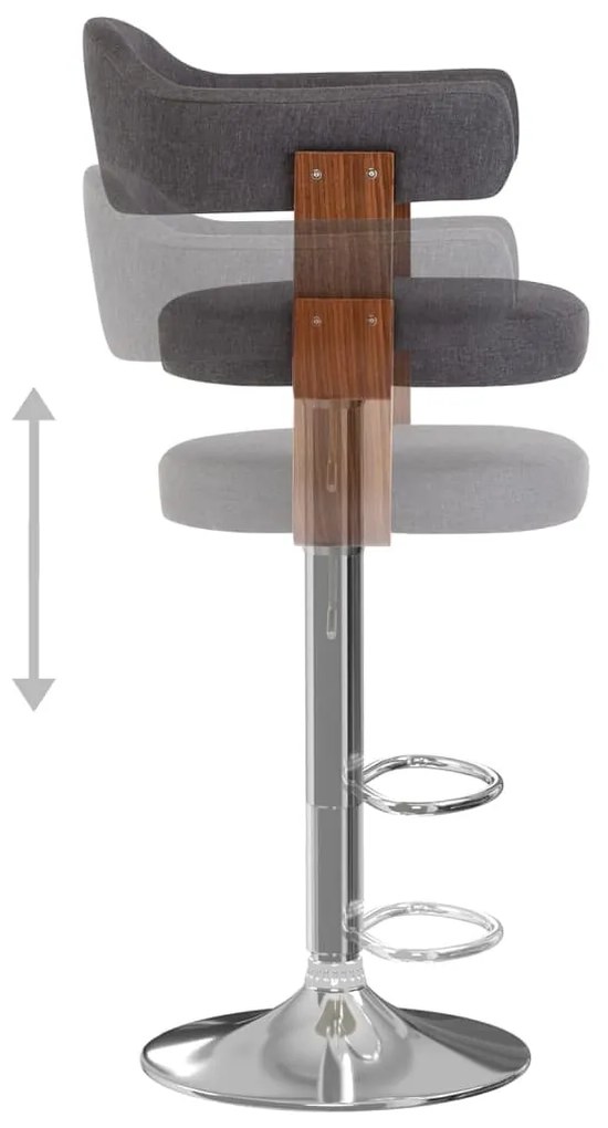 Bancos de bar 2 pcs tecido e madeira curvada cinzento-escuro