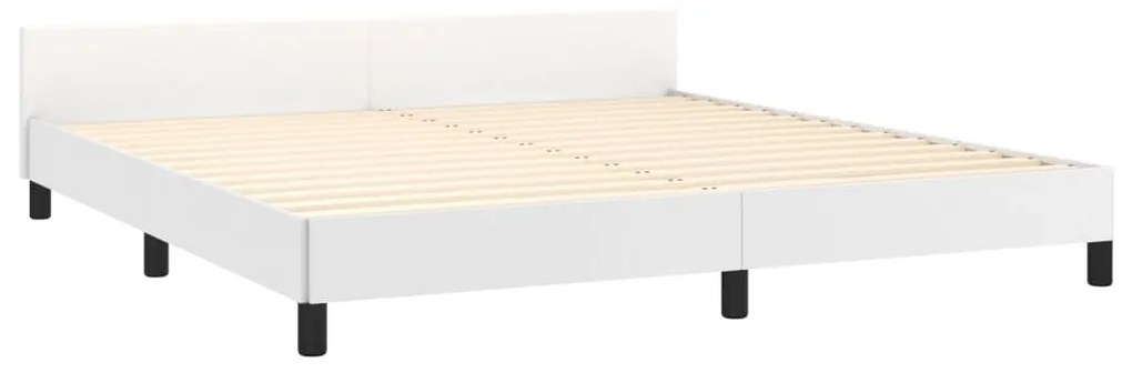 Estrutura de Cama Salu com Cabeceira em Couro Artificial Branco - 180x