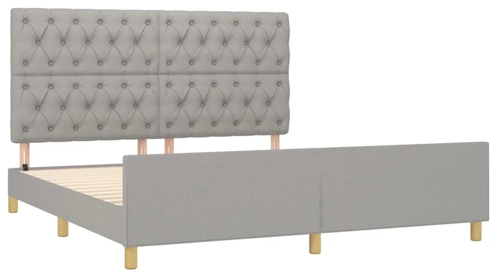 Estrutura de cama sem colchão 160x200 cm tecido cinzento-claro