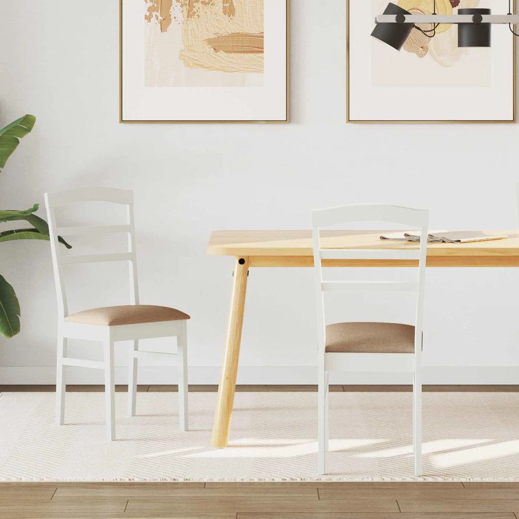 vidaXL Cadeira de jantar 2 pcs Branco e marrom