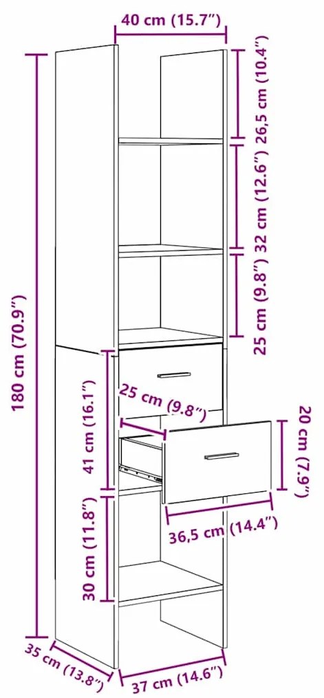 Gabinete de Livros carvalho artisiano 40 x 35 x 180 cm