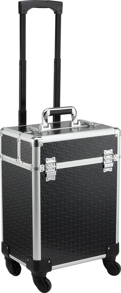 Maleta Trolley de Maquilhagem 34 L Compartimentos Ajustáveis Rodas 360° Fechadura de Segurança