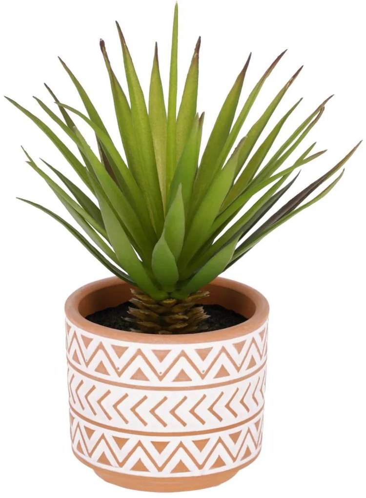 Kave Home - Palmeira artificial em vaso de cerâmica marrom e branco