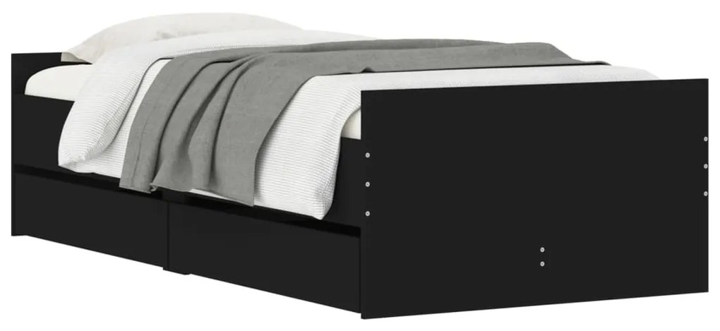 Estrutura de cama com gavetas 90x200 cm preto