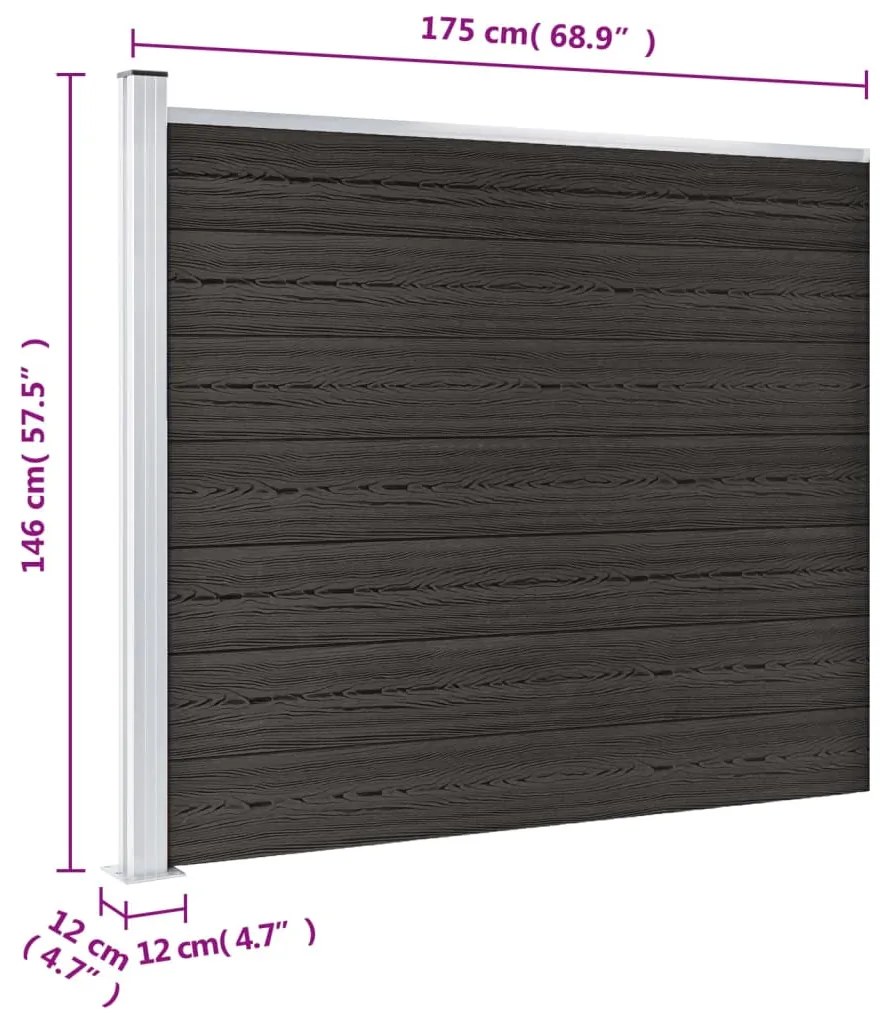 Painel de cerca 175x146 cm WPC cinzento