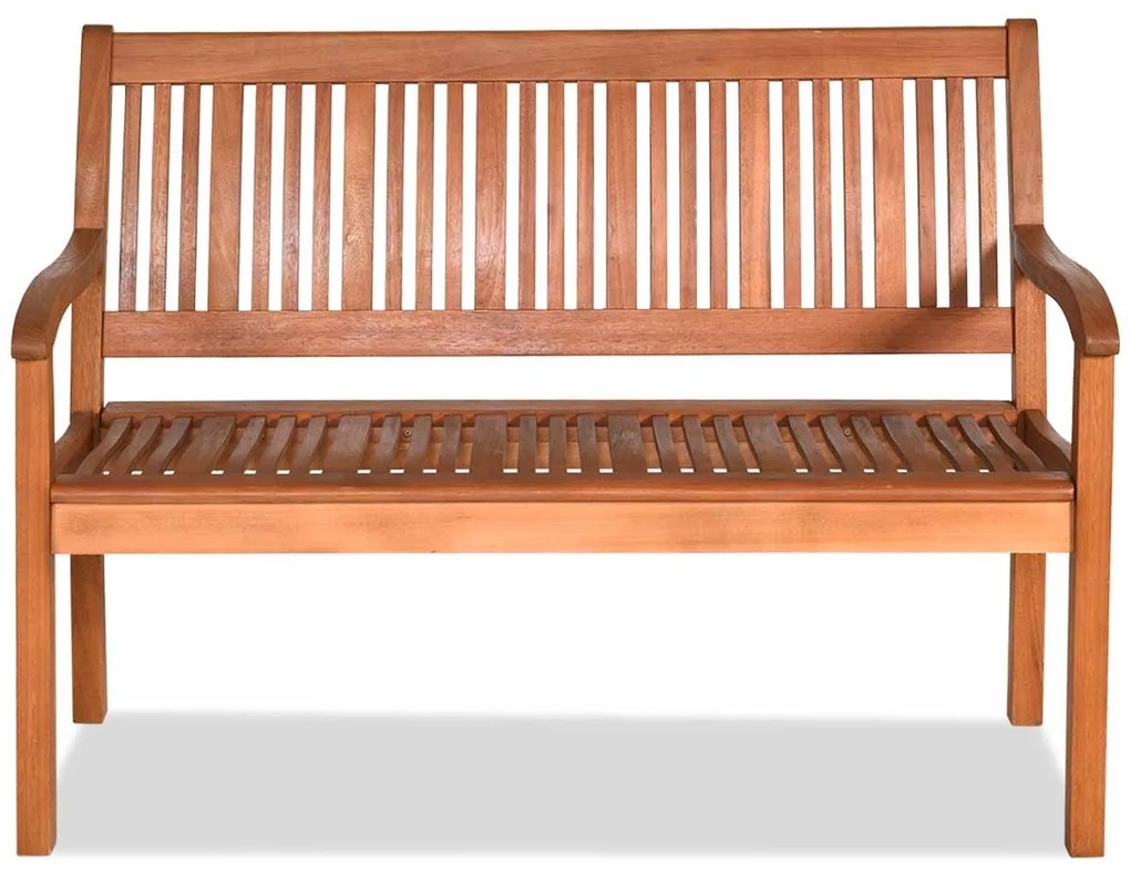 Banco jardim de madeira para 2 pessoas com encosto curvo e braços largos para Pátio Varanda Piscina 126 x 63 x 91 cm Castanho