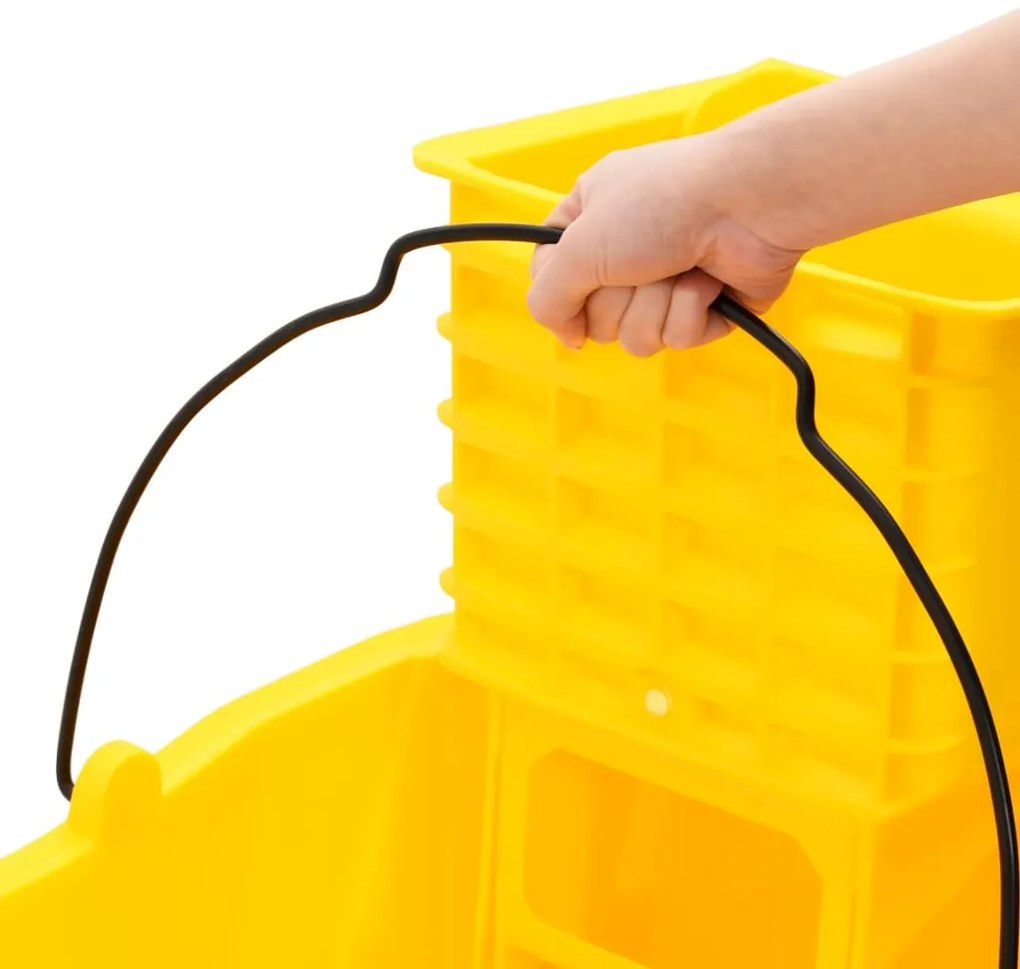 Balde de esfregona com espremedor e rodas 36 L PP amarelo