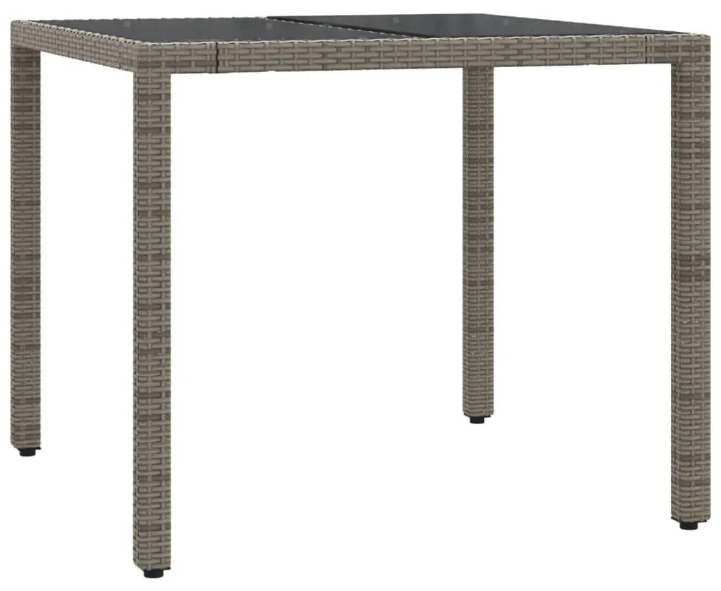 3 pcs conjunto de jantar p/ jardim c/ almofadões vime PE cinza
