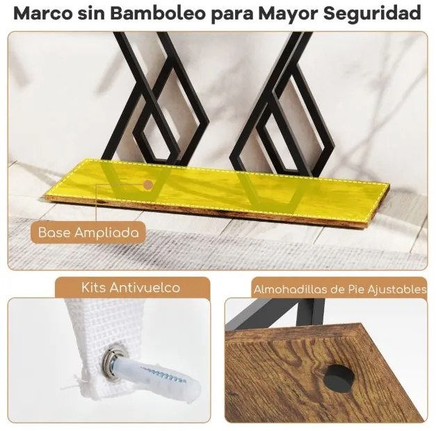Mesa Consola 100 x 30 x 79 cm com Estrutura de Metal Mesa para o Corredor Mesa Auxiliar Castanha