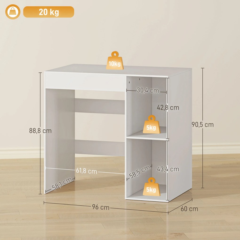 Móvel para Máquina de Lavar, 96 x 60 x 90,5 cm, 2 Compartimentos Abertos, Branco