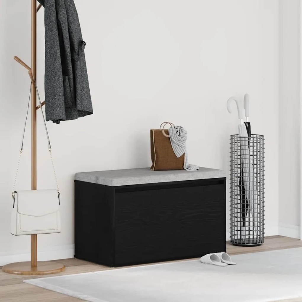 Banco de Hall vidaXL Preto Carvalho 80x40x45 cm Madeira de Engenharia