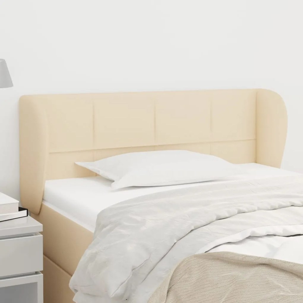 Cabeceira de cama c/ abas tecido 93x23x78/88 cm creme