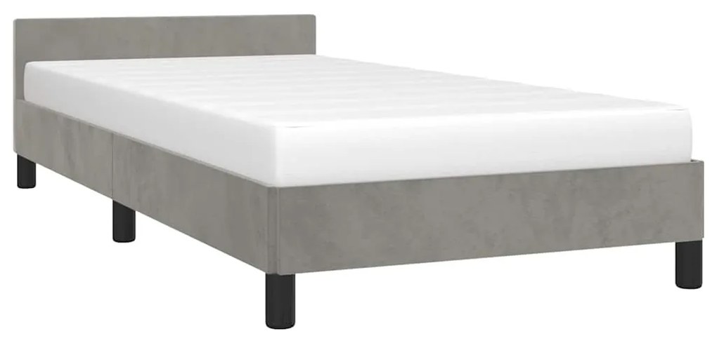 Estrutura de cama sem colchão 100x200 cm veludo cinzento-claro
