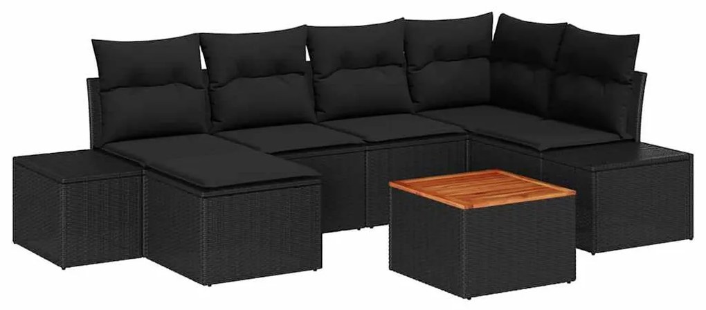 Conjunto de Sofás de Jardim 7 pcs Preto Rattan / Vime
