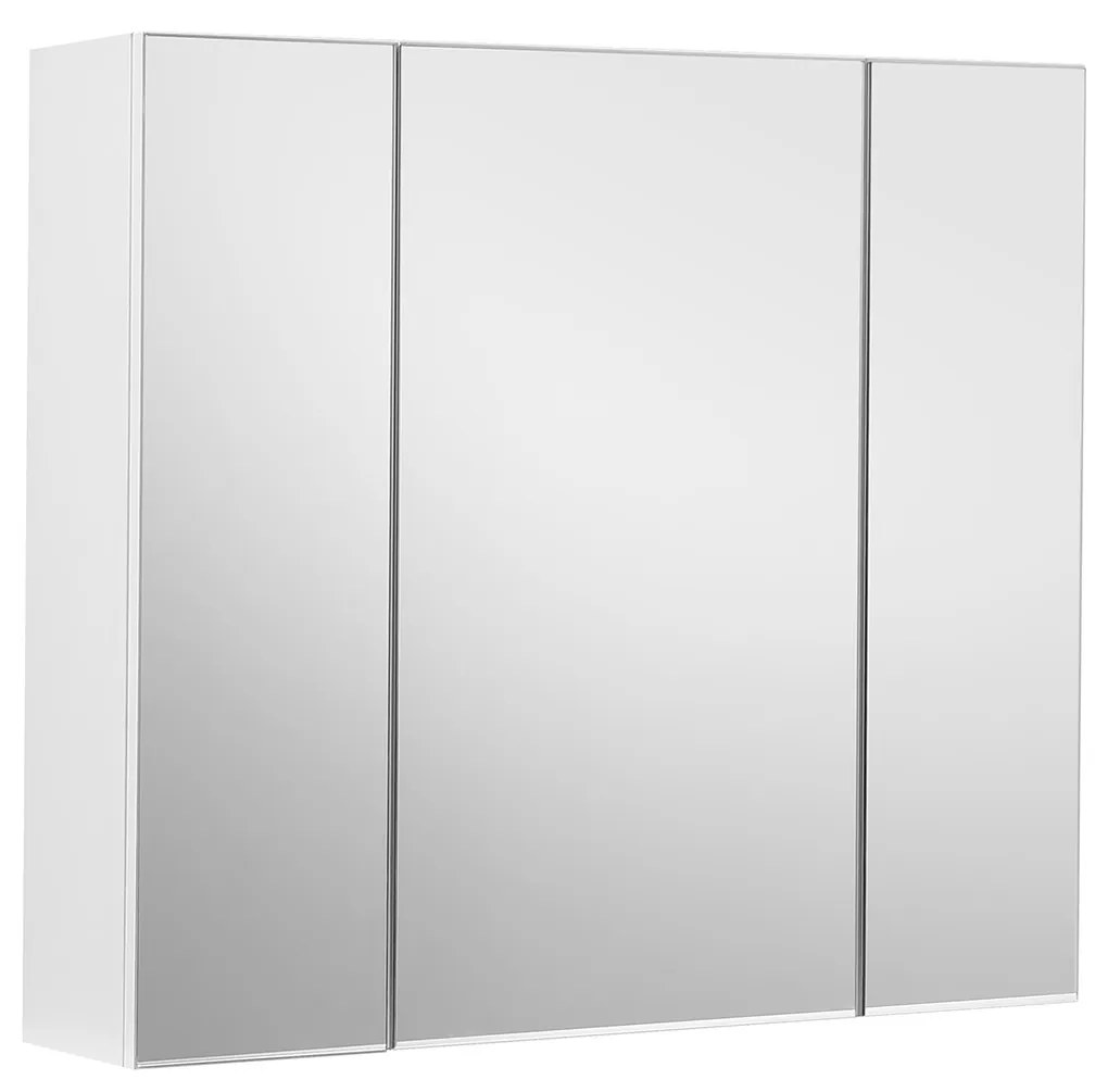 Armário de parede com espelho de três portas para banheiro moderno | VASAGLE | 60 x 15 x 55 cm | branco | BBK22WT.