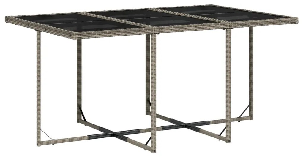 11 pcs conjunto jantar p/ jardim c/ almofadões vime PE cinzento