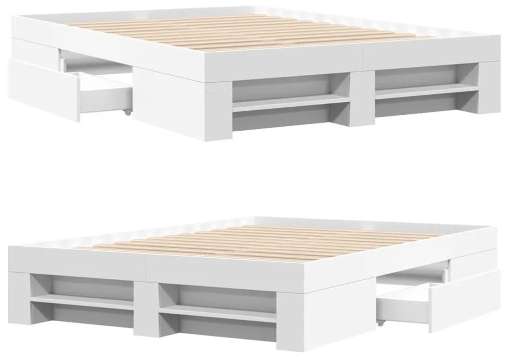 Estrutura de cama 140x200 cm derivados de madeira branco