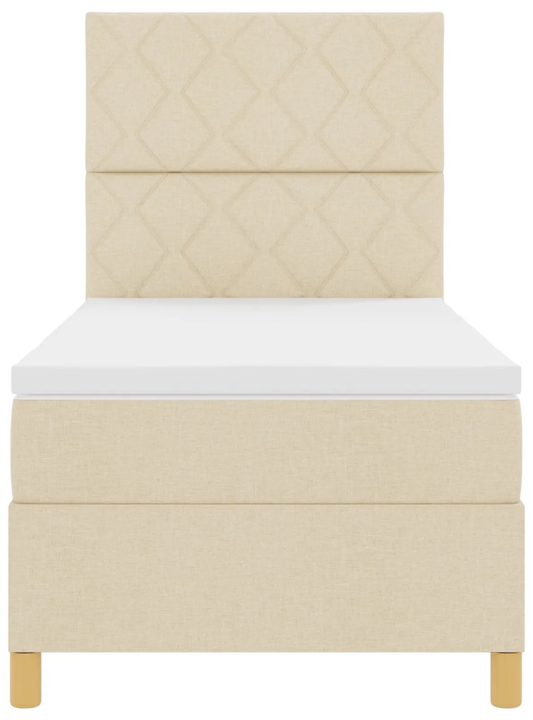 Cama Box Spring com Colchão Creme 100x200 cm Tecido