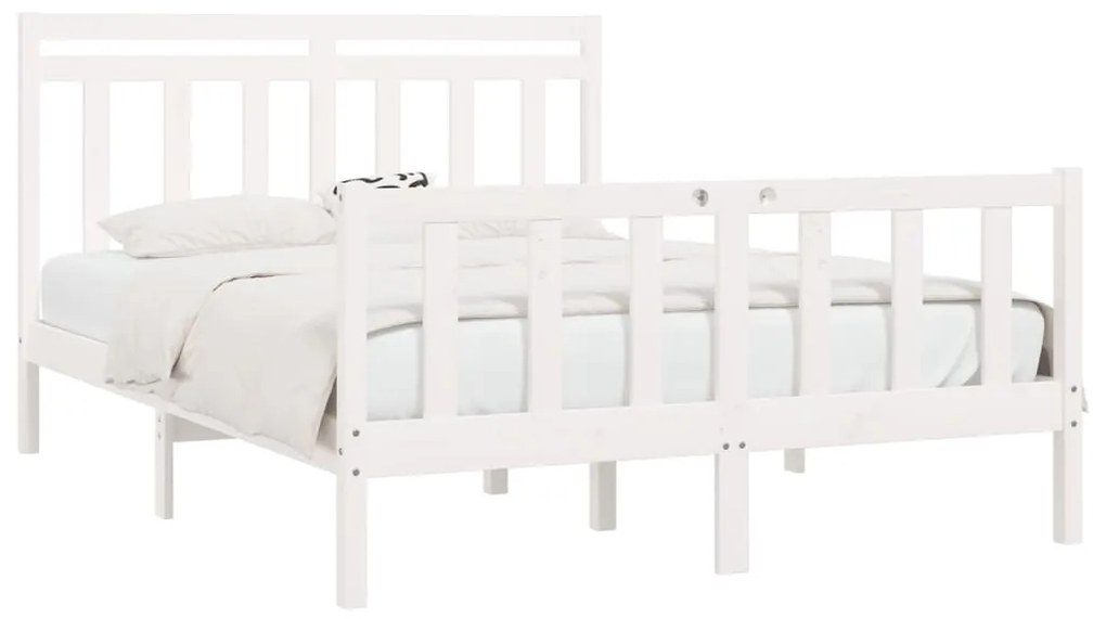 Estrutura de cama king 150x200 cm pinho maciço branco