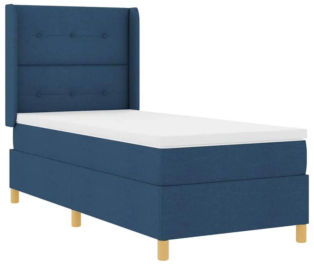 Cama Box com Colchão e LED Azul 90x200 cm Tecido