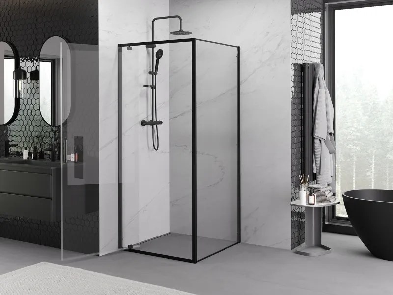 Mexen Exo-BR cabine de duche com porta de abrir 90 x 90 cm, transparente, preta - 8181-090-090-70-00