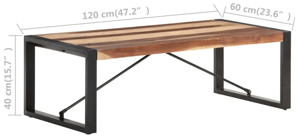 Mesa de centro 120x60x40 cm madeira maciça
