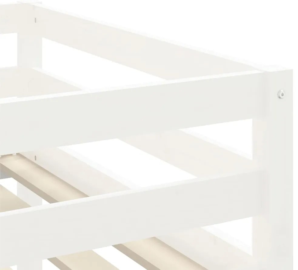 Cama alta p/ criança c/ escada 90x190 cm pinho maciço branco