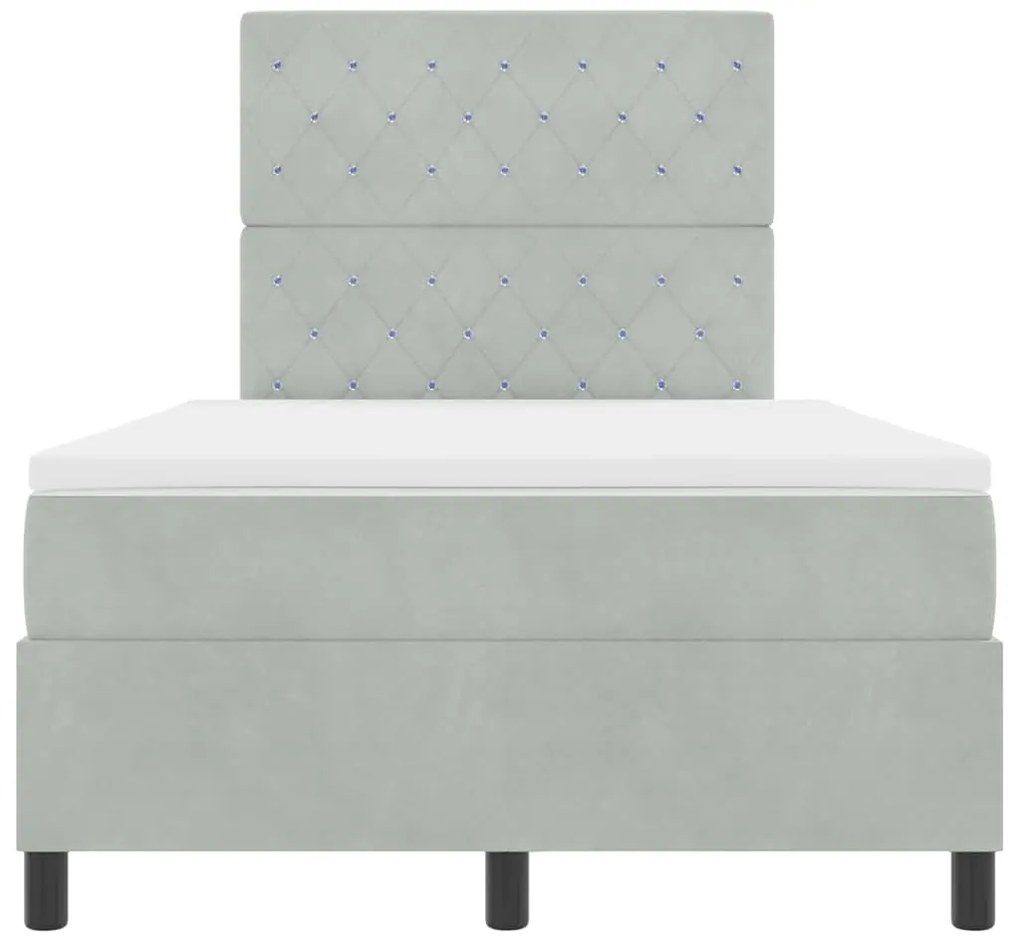 Cama Box com Colchão vidaXL Cinza Claro Pequena Dobrada Veludo