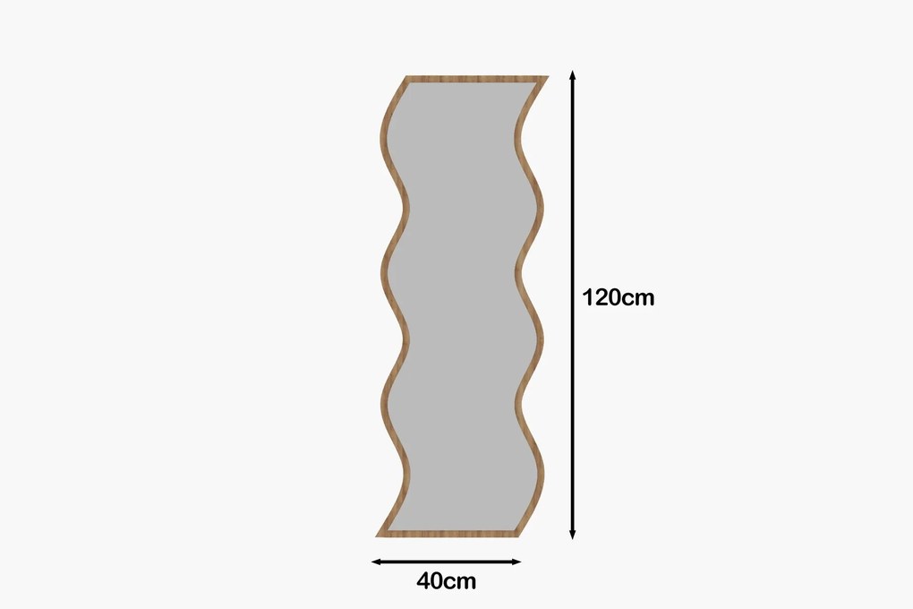 Espelho "Safi" - 40 x 120 x 2,2 cm - Branco e Natural - Design Moderno