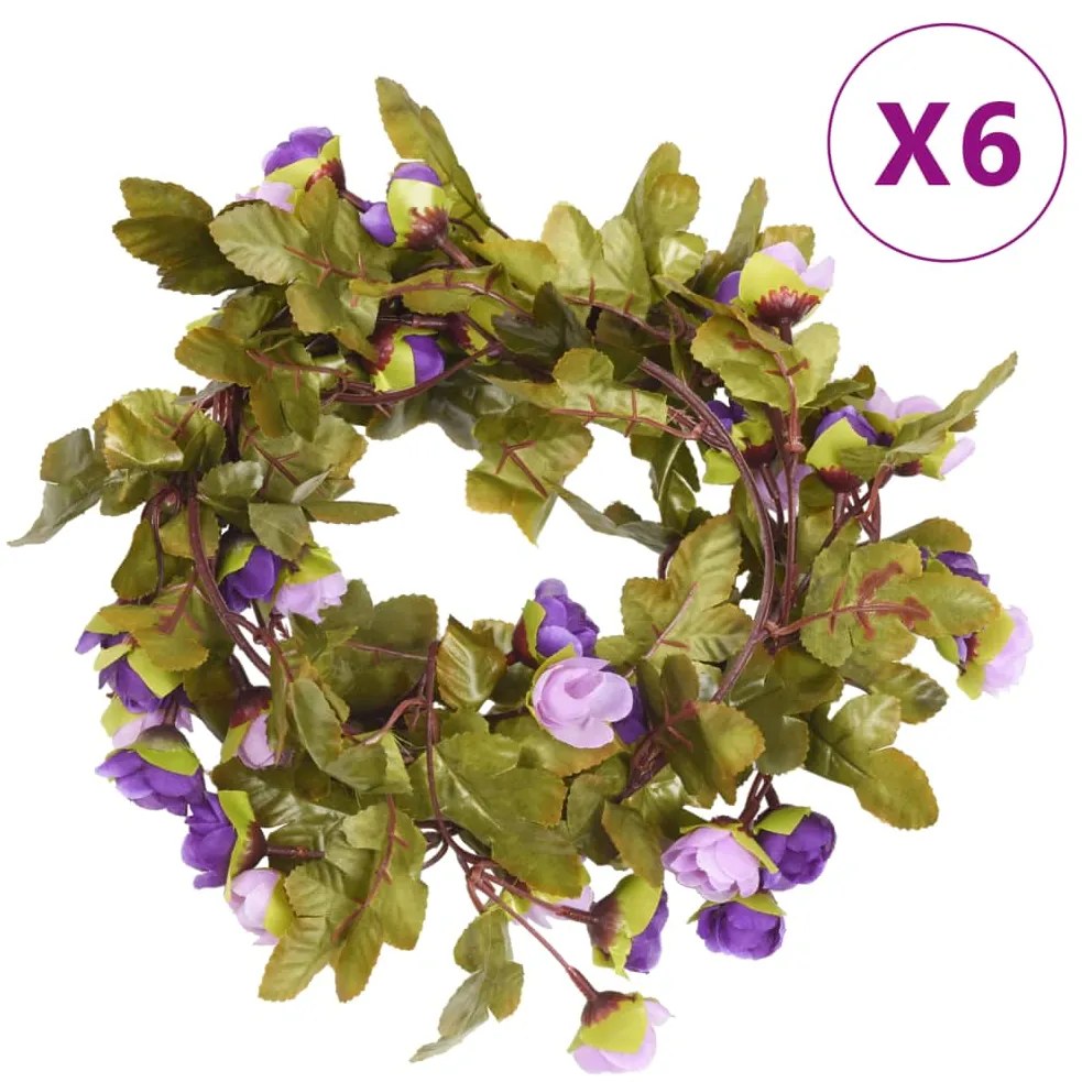 vidaXL Grinaldas de flores 6 pcs 215 cm roxo claro