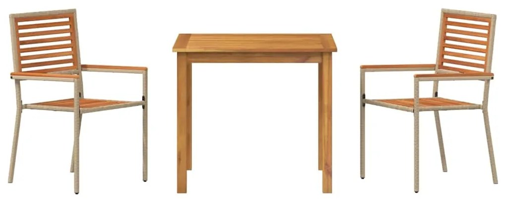 Conjunto de Jantar de Jardim 3 pcs Bege 85 x 85 x 74 cm