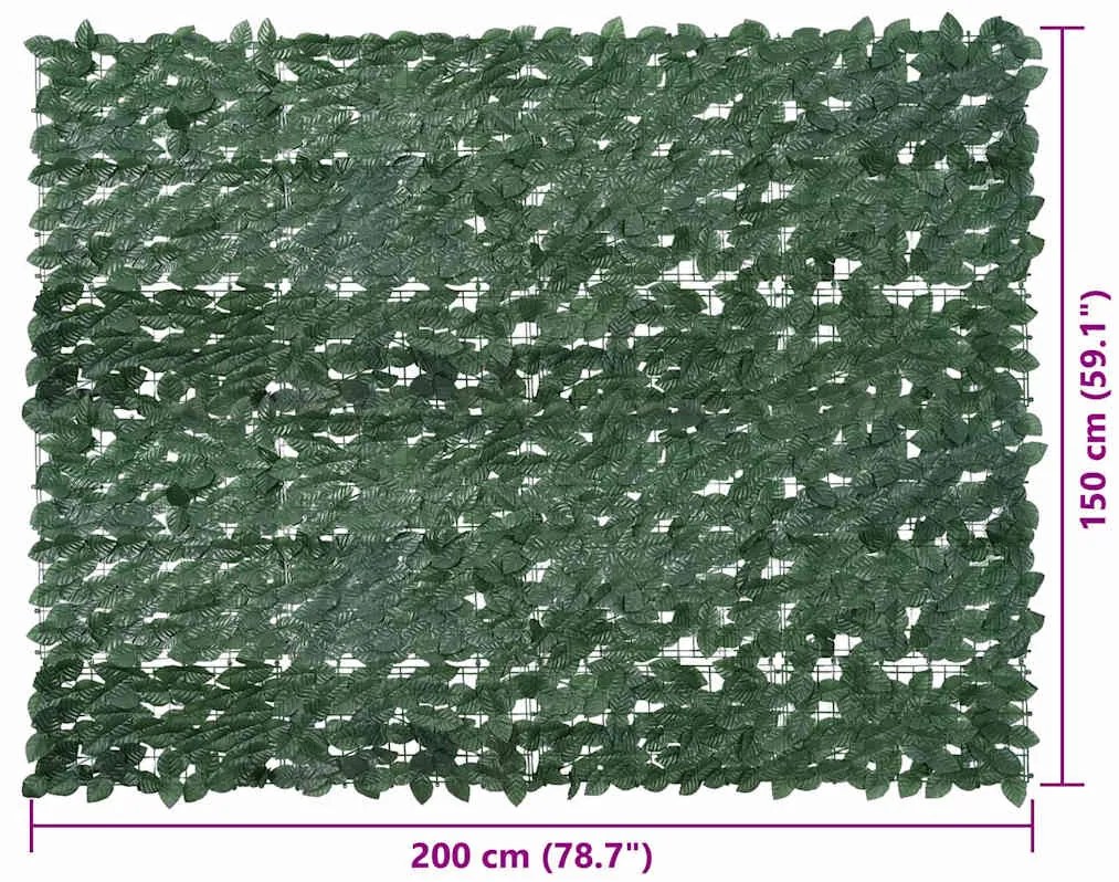 Tela de varanda com folhas verde-escuras 200x150 cm