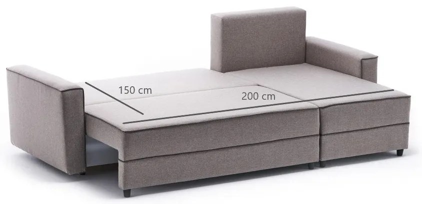 Sofá-cama de Canto Ece – Creme – 242 x 88 x 90 cm