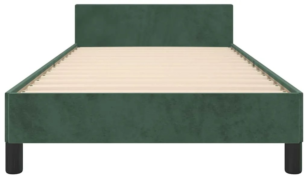 Estrutura de cama sem colchão 80x200 cm veludo verde-escuro