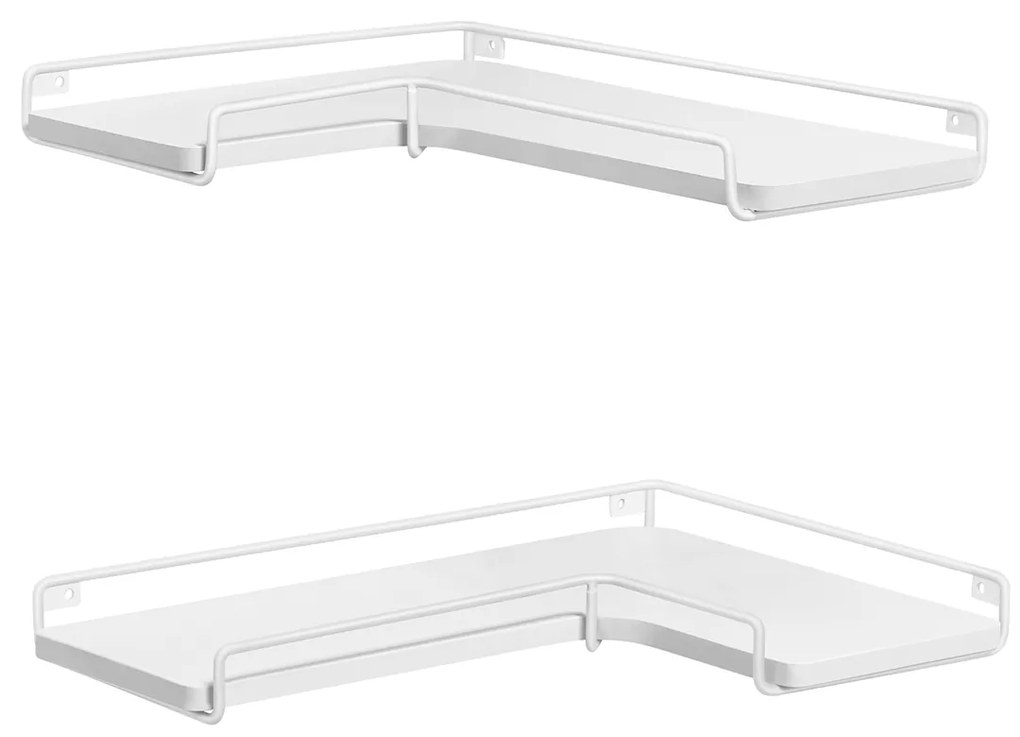 Conjunto de 2 prateleiras de canto em forma de L branco
