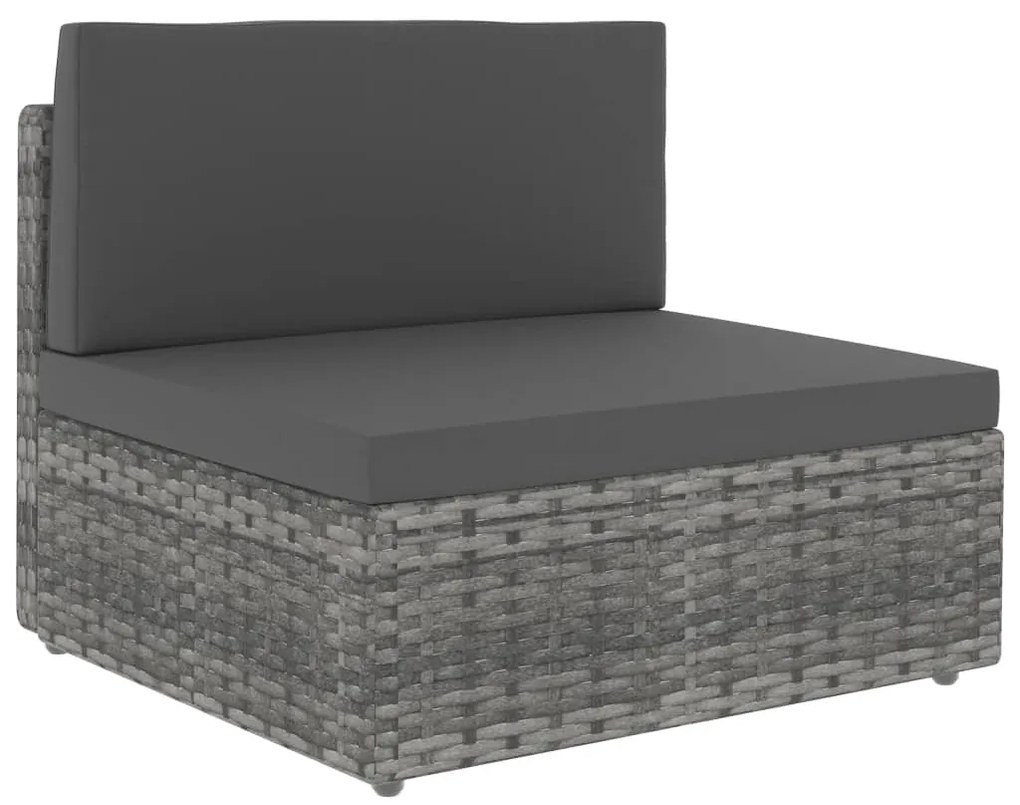 8 pcs conjunto lounge de jardim vime PE cinzento