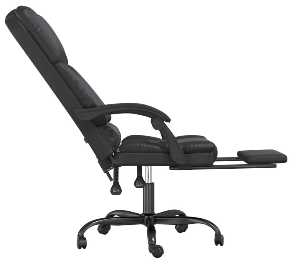 Cadeira escritório massagens reclinável couro artificial preto