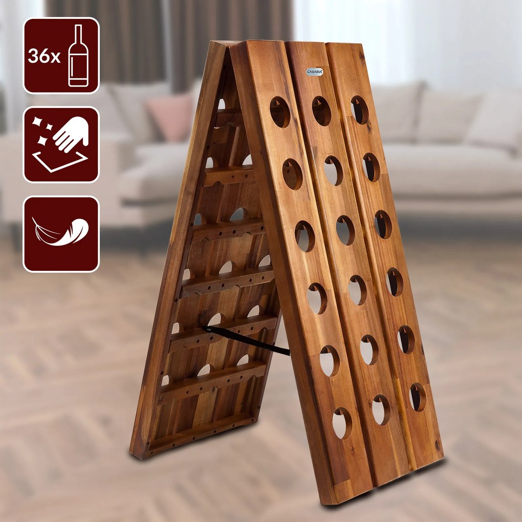 Garrafeiras dobrável para 36 garrafas de vinho com design elegante 87 x 39 x 55 cm Castanho